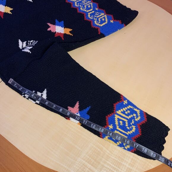 Bolivian Handknits lambwool sweater cardigan Aztec tribal geo Scandinavian Stars - Picture 12 of 12